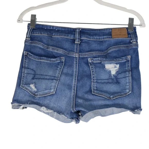 American Eagle Denim Shorts Women Blue High Rise Cutoff Raw Hem Distressed 26x4 - Picture 4 of 10